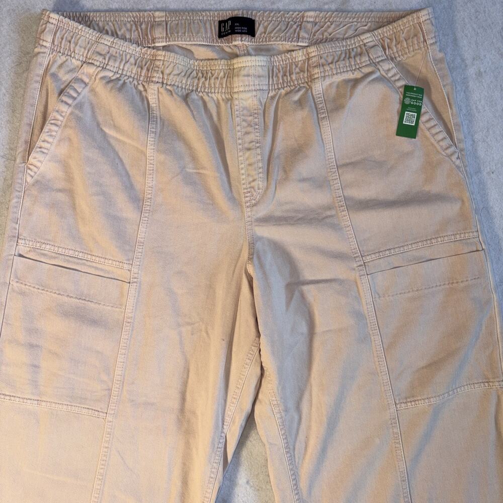 Gap Denim Wm XXL Pull On High Rise Wide Leg Pants Nude Rose Utility Casual Jeans - Picture 3 of 12